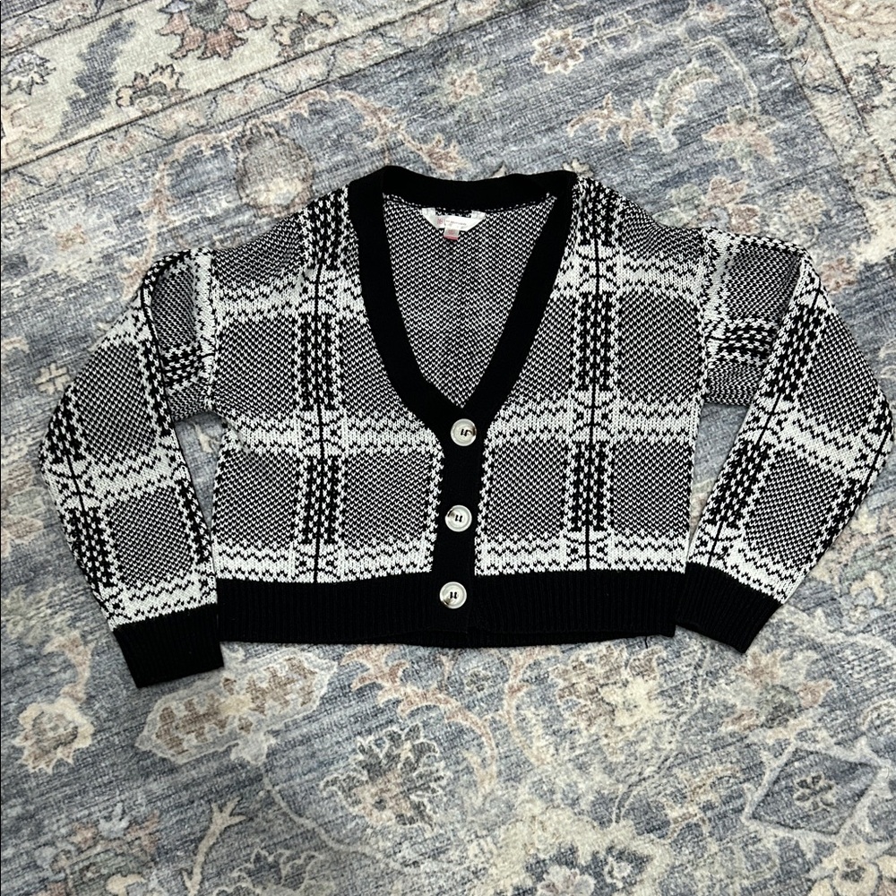 No Boundaries Black and White Plaid Cardigan